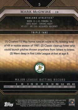 2016 Topps Triple Threads - Gold #5 Mark McGwire Back