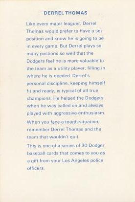 1982 Los Angeles Dodgers Police #NNO Derrel Thomas Back