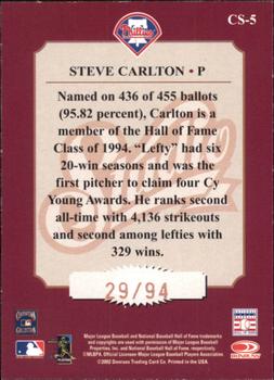 2002 Donruss Studio - Classic First Ballot #CS-5 Steve Carlton Back