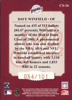 2002 Donruss Studio - Classic First Ballot #CS-16 Dave Winfield Back