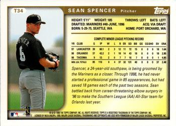 1999 Topps Traded and Rookies #T34 Sean Spencer Back