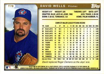 1999 Topps Traded and Rookies #T78 David Wells Back