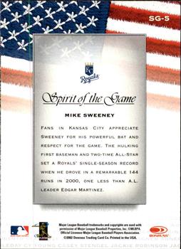 2002 Donruss Studio - Spirit of the Game #SG-5 Mike Sweeney  Back