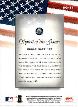 2002 Donruss Studio - Spirit of the Game #SG-11 Edgar Martinez  Back