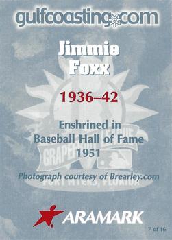 2001 Aramark Boston Red Sox 100th Anniversary #7 Jimmie Foxx Back