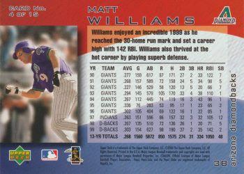 2000 Upper Deck Pepsi Arizona Diamondbacks #4 Matt Williams Back