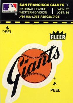 1981 Fleer Baseball Stickers #NNO San Francisco Giants Logo Front