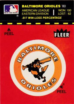 1981 Fleer Baseball Stickers #NNO Baltimore Orioles Logo Front