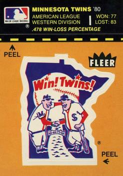 1981 Fleer Baseball Stickers #NNO Minnesota Twins Logo Front