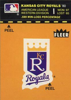 1981 Fleer Baseball Stickers #NNO Kansas City Royals Logo Front