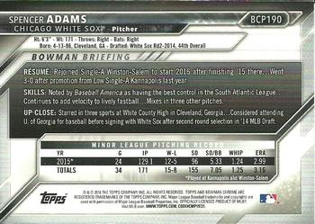 2016 Bowman Chrome - Prospects #BCP190 Spencer Adams Back