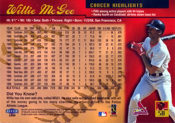 1999 Ultra #58 Willie McGee Back