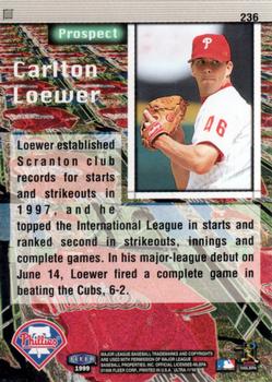 1999 Ultra #236 Carlton Loewer Back