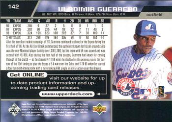 1999 Upper Deck #142 Vladimir Guerrero Back