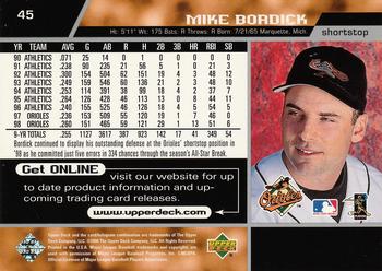 1999 Upper Deck #45 Mike Bordick Back