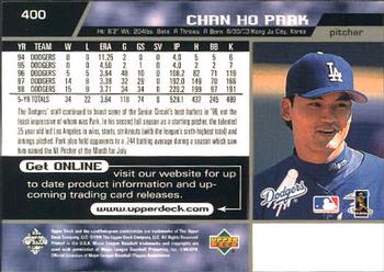 1999 Upper Deck #400 Chan Ho Park Back
