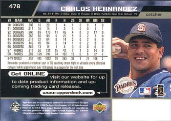 1999 Upper Deck #478 Carlos Hernandez Back