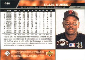 1999 Upper Deck #480 Ellis Burks Back
