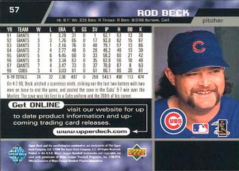 1999 Upper Deck #57 Rod Beck Back