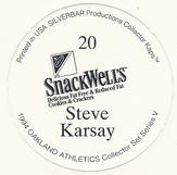 1994 Target Oakland Athletics Collector Kaps #20 Steve Karsay Back