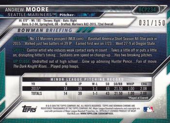 2016 Bowman Chrome - Prospects Blue Refractor #BCP234 Andrew Moore Back