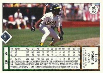 1989 Upper Deck #162 Luis Polonia Back