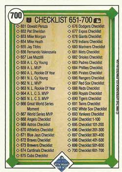1989 Upper Deck #700 Checklist: 601-700 Back