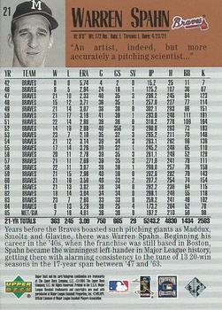 1999 Upper Deck Century Legends #21 Warren Spahn Back