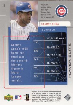 1999 Upper Deck Challengers for 70 #2 Sammy Sosa Back
