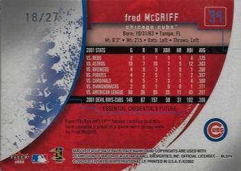 2002 Fleer E-X - Essential Credentials Future #34 Fred McGriff Back