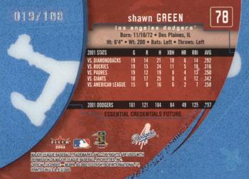 2002 Fleer E-X - Essential Credentials Future #78 Shawn Green Back