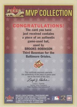 2002 Fleer Fall Classic - MVP Collection Game Used #NNO Brooks Robinson Back