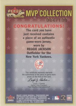 2002 Fleer Fall Classic - MVP Collection Game Used Gold #NNO Reggie Jackson Back
