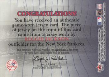 2002 Fleer Fall Classic - Pennant Chase Game Used #NNO Reggie Jackson Back