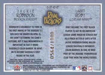 2002 Fleer Fall Classic - Rival Factions #8 RF Larry Doby / Jackie Robinson Back