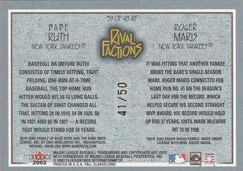 2002 Fleer Fall Classic - Rival Factions #39 RF Babe Ruth / Roger Maris Back