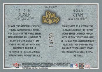 2002 Fleer Fall Classic - Rival Factions #41 RF Nolan Ryan / Tom Seaver Back