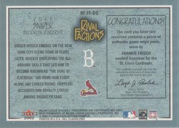 2002 Fleer Fall Classic - Rival Factions Game Used #RF FF-DS Frankie Frisch / Duke Snider Back