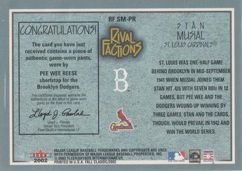 2002 Fleer Fall Classic - Rival Factions Game Used #RF SM-PR Stan Musial / Pee Wee Reese Back