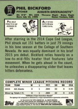2016 Topps Heritage Minor League - Real One Autographs #ROA-PB Phil Bickford Back