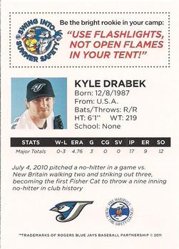2011 Toronto Blue Jays Swing into Summer Safety #NNO Kyle Drabek Back