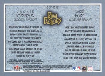 2002 Fleer Fall Classic - Rival Factions Retail #8 RF Larry Doby / Jackie Robinson  Back