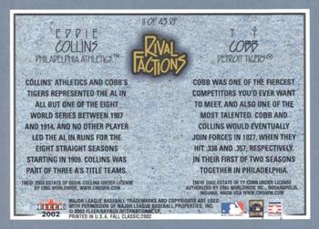 2002 Fleer Fall Classic - Rival Factions Retail #11 RF Ty Cobb / Eddie Collins  Back