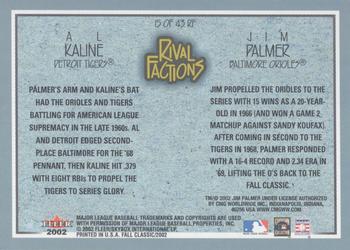 2002 Fleer Fall Classic - Rival Factions Retail #15 RF Al Kaline / Jim Palmer  Back