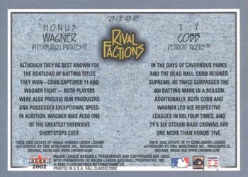 2002 Fleer Fall Classic - Rival Factions Retail #29 RF Ty Cobb / Honus Wagner  Back