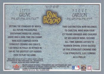 2002 Fleer Fall Classic - Rival Factions Retail #30 RF Steve Carlton / Lefty Grove  Back