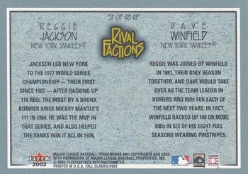 2002 Fleer Fall Classic - Rival Factions Retail #37 RF Reggie Jackson / Dave Winfield  Back