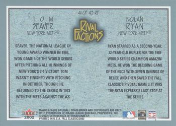 2002 Fleer Fall Classic - Rival Factions Retail #41 RF Nolan Ryan / Tom Seaver  Back