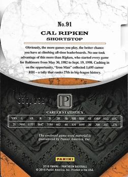 2016 Panini Pantheon #91 Cal Ripken Jr. Back