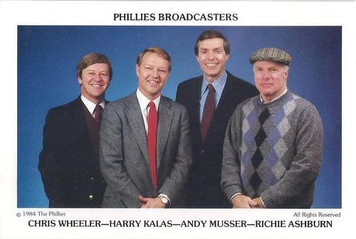 1984 Tastykake Philadelphia Phillies #NNO Phillies Broadcasters (Chris Wheeler / Harry Kalas / Andy Musser / Richie Ashburn) Front